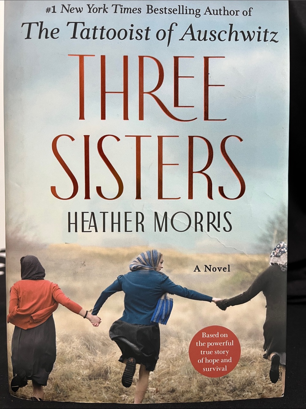 Three Sisters by Heather Morris - Light Blue & Rust Book, Hard Cover
